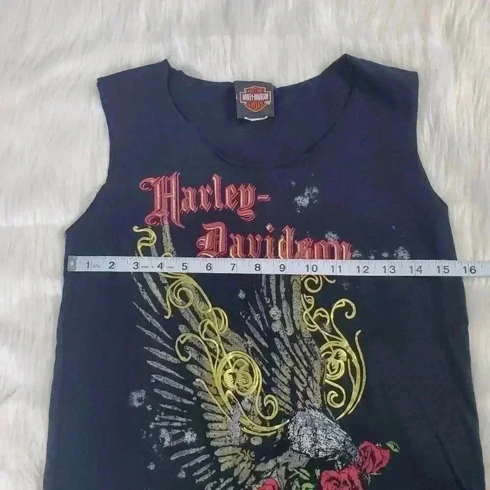 Vintage 90s Harley Davidson Biker Motorcycle Cutoff - Picture 6 of 8